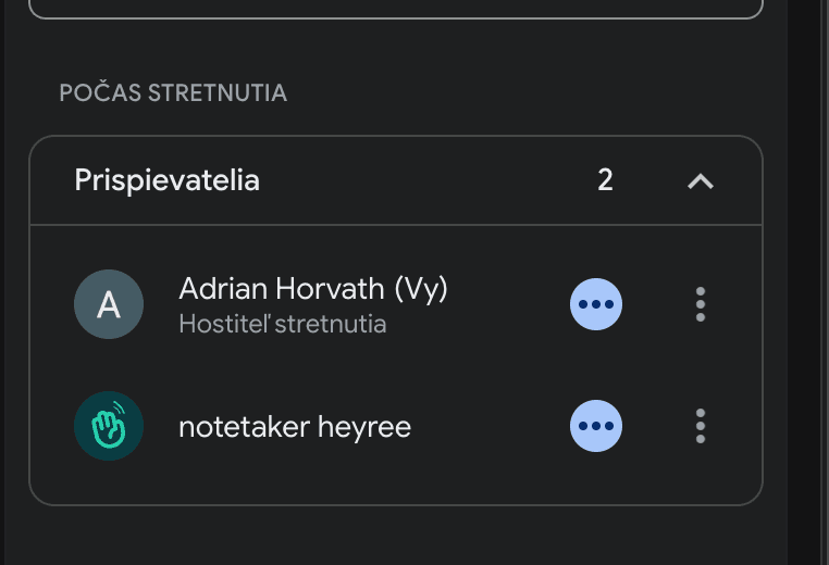 notetaker heyree as a visible participant in the video call